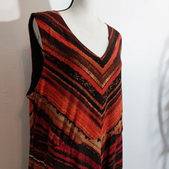 R&M Richards Multicolor Chevron Stripes Fit and Flare V-Neck Dress Plus Size 20W - Picture 5 of 10
